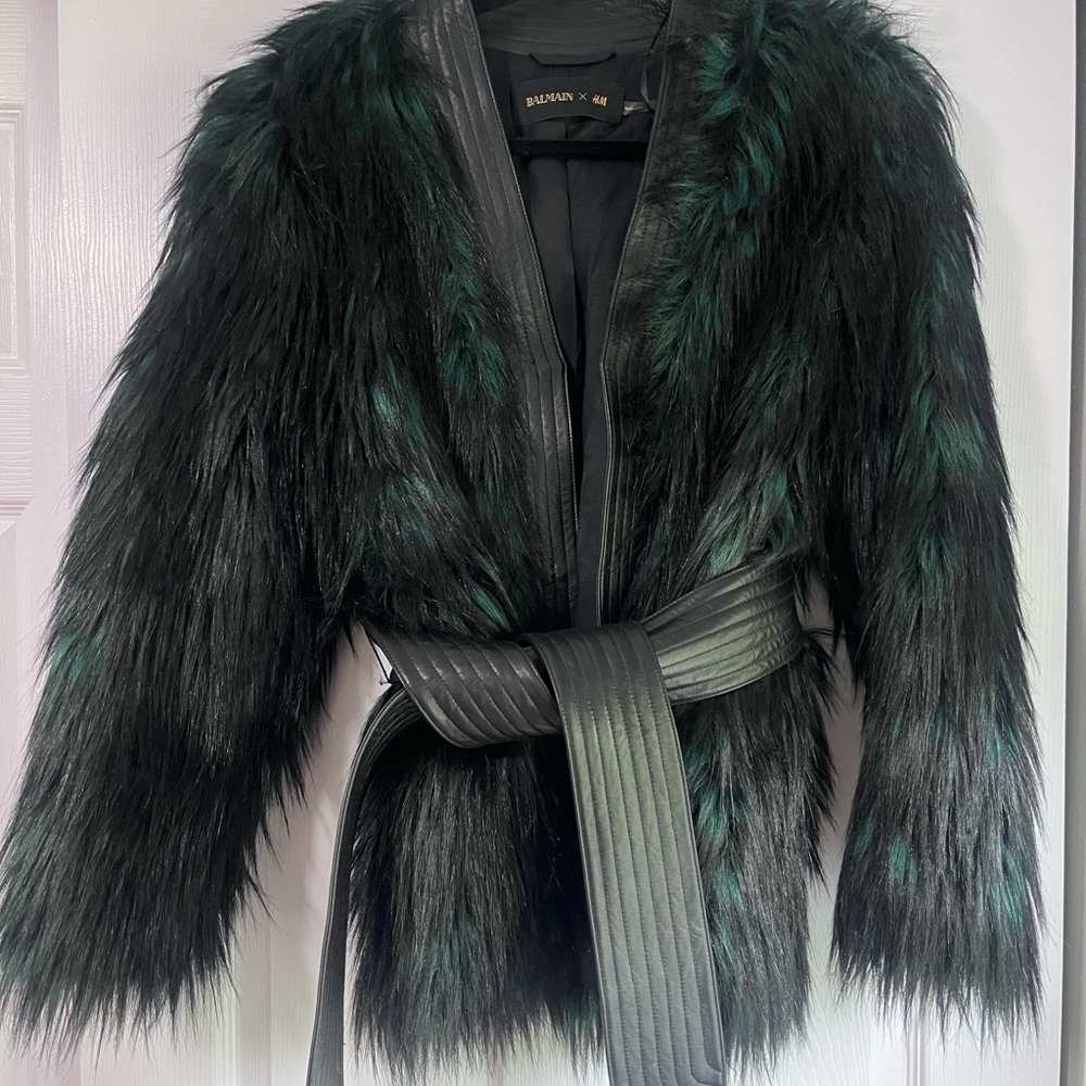 Balmain Black Teddy Jacket Luxurious Faux Fur
